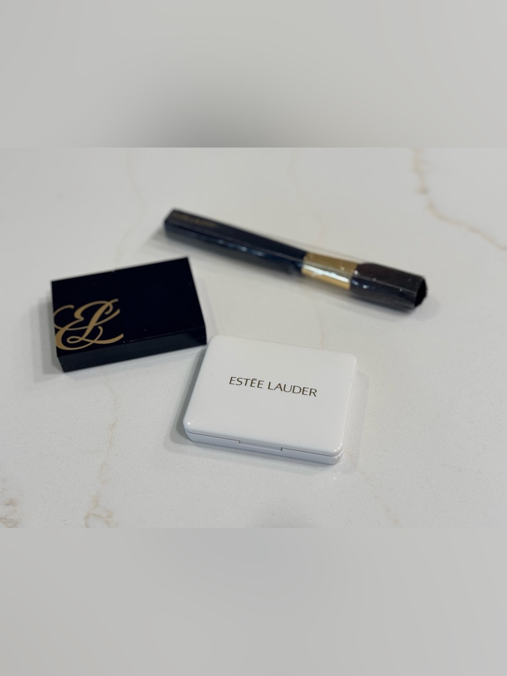 Estee Lauder Eyeshadow Lot 2 Duos Shell Pink Grey + Brush NEW